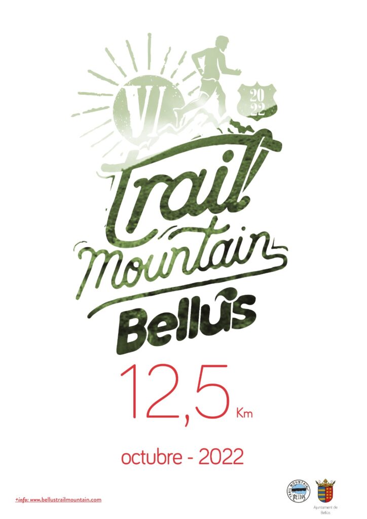 Cartel del VI Trail Mountain Bellús que tuvo lugar en Octubre del 2022, con un total de 12,5 kilómetros